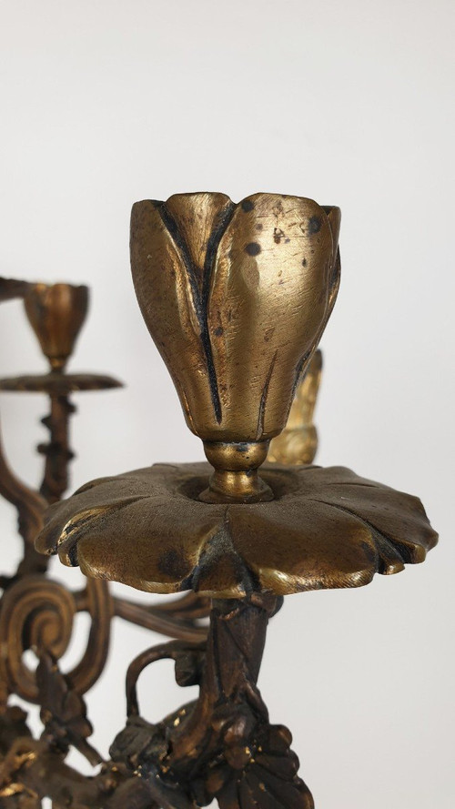 Kandelaber aus Porzellan und Bronze, Japonismus, 19. Jahrhundert