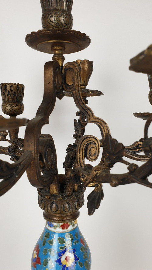 Kandelaber aus Porzellan und Bronze, Japonismus, 19. Jahrhundert