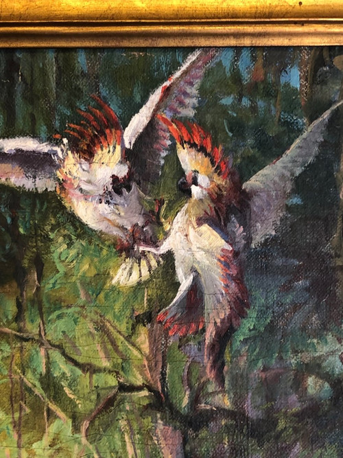 Oil Painting On Canvas “jungle” Signed Fauconnier Dated 1946