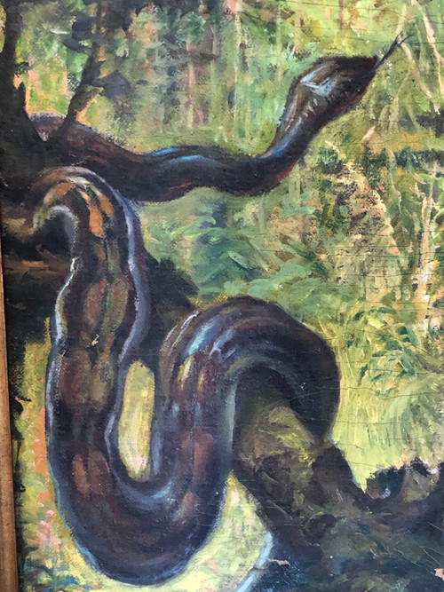 Oil Painting On Canvas “jungle” Signed Fauconnier Dated 1946