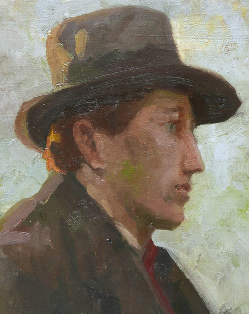 SCUOLA FRANCESE 1900 - 1910 circa, Ritratto di uomo con cappello