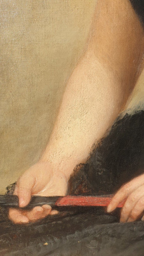 C Deschamps, Porträt einer Frau in schwarzem Kleid, 19. Jahrhundert