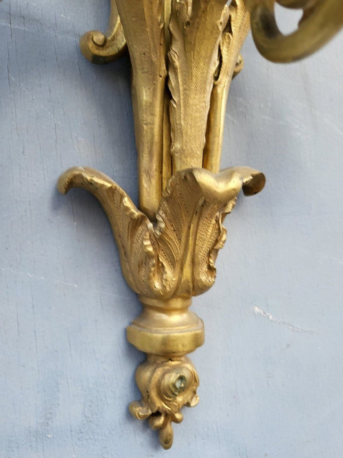 Paire d'Appliques En Bronze Doré Louis XVI, XIXème Siècle