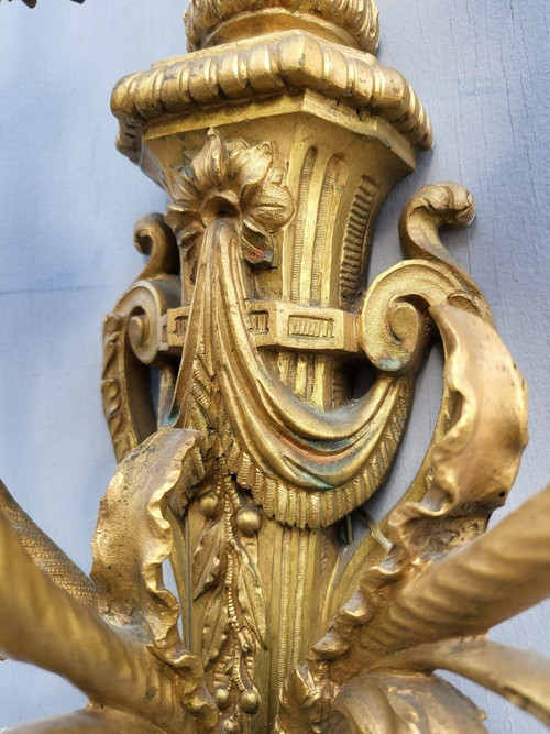 Paire d'Appliques En Bronze Doré Louis XVI, XIXème Siècle