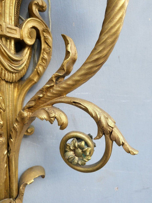 Paire d'Appliques En Bronze Doré Louis XVI, XIXème Siècle