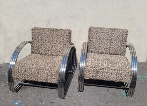 *Special offer *Ralph Lauren, Pair Of Large Chrome Armchairs, 20th Century
