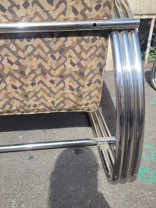 *Special offer *Ralph Lauren, Pair Of Large Chrome Armchairs, 20th Century