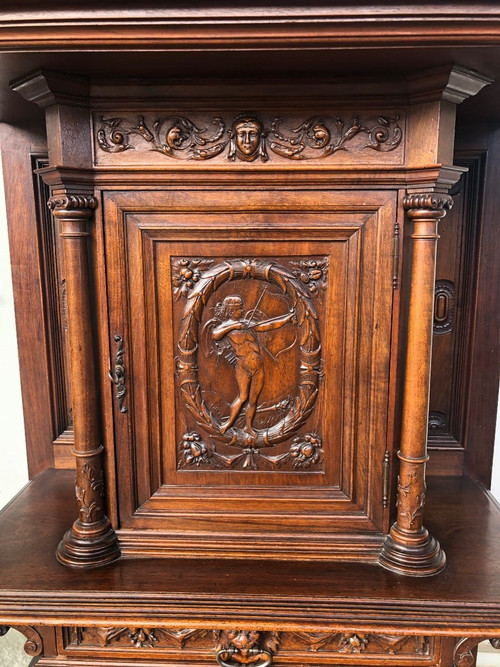 Credenza in noce in stile rinascimentale della fine del XIX secolo - Buffet - Mobile di servizio