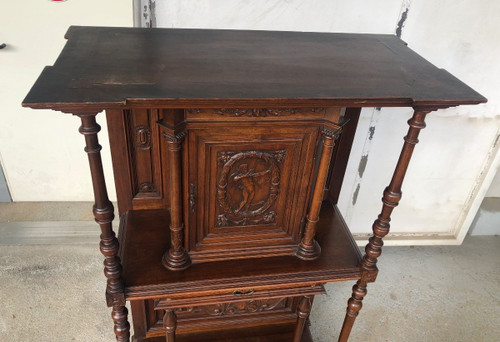 Credenza in noce in stile rinascimentale della fine del XIX secolo - Buffet - Mobile di servizio