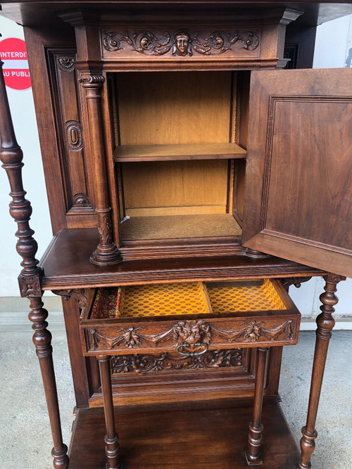 Credenza in noce in stile rinascimentale della fine del XIX secolo - Buffet - Mobile di servizio