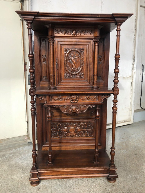 Credenza in noce in stile rinascimentale della fine del XIX secolo - Buffet - Mobile di servizio