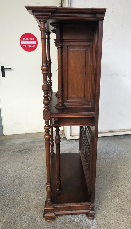 Credenza in noce in stile rinascimentale della fine del XIX secolo - Buffet - Mobile di servizio