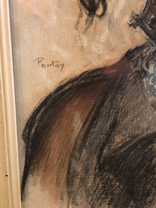Henry Pontoy (1888-1956) Portrait De Femme Au Collier