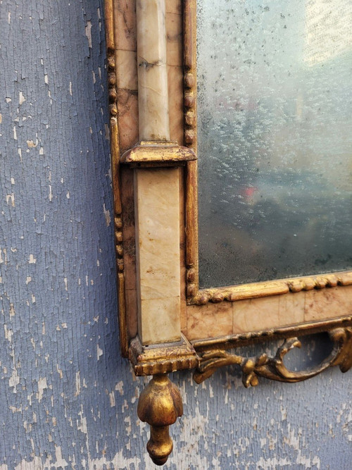 Mirror In Wood And Marble, Italy 19th Century