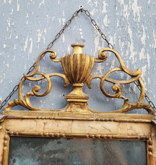Mirror In Wood And Marble, Italy 19th Century