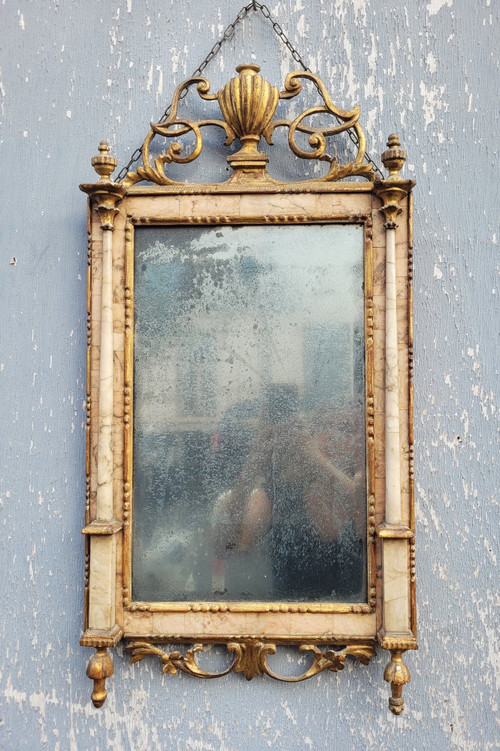 Mirror In Wood And Marble, Italy 19th Century