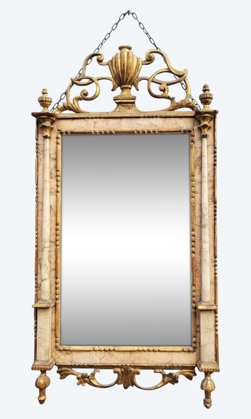 Mirror In Wood And Marble, Italy 19th Century