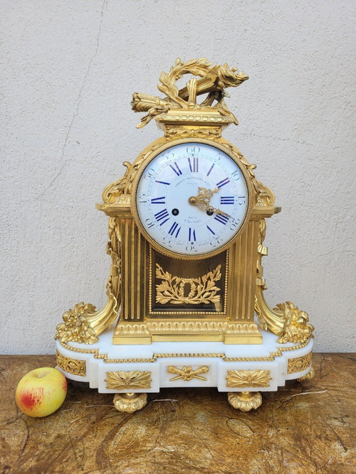 Pendulum In Gilt Bronze And Marble, Carpenter, Napoleon III, 19th Century