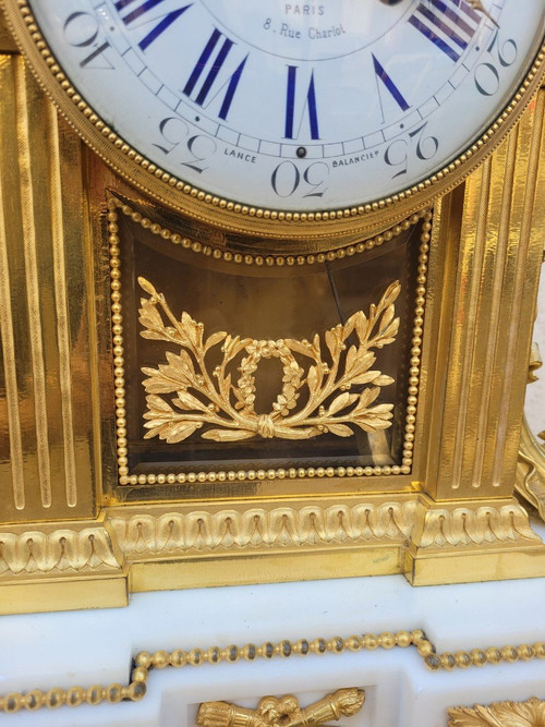 Pendulum In Gilt Bronze And Marble, Carpenter, Napoleon III, 19th Century
