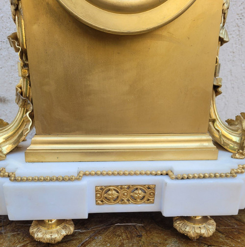 Pendulum In Gilt Bronze And Marble, Carpenter, Napoleon III, 19th Century