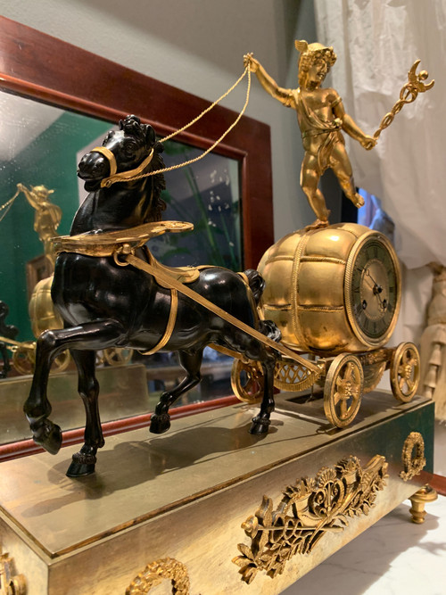 Claude Galle: Raro orologio Char De Mercure, periodo Impero.