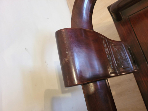 Panchina cinese in legno intagliato, fine XIX inizio XX secolo