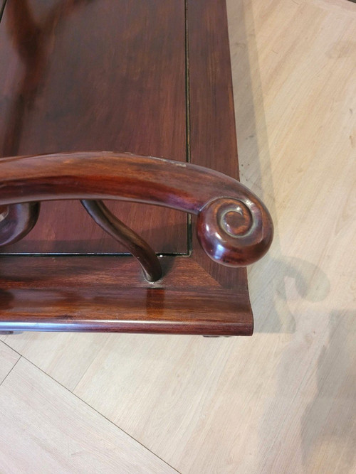 Panchina cinese in legno intagliato, fine XIX inizio XX secolo