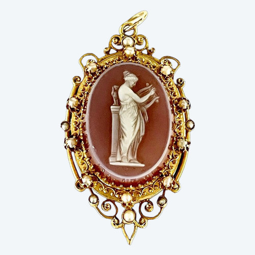 Medaillon Souvenirhalter mit Kamee verziert
