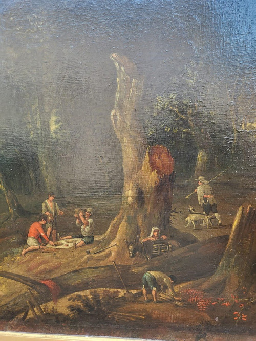 Paysage de forêt, Huile sur toile encadrée, XIXème siècle