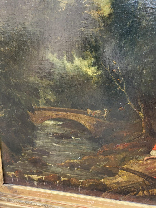 Paysage de forêt, Huile sur toile encadrée, XIXème siècle