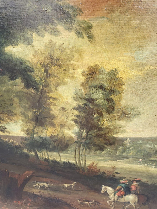 Paysage de forêt, Huile sur toile encadrée, XIXème siècle