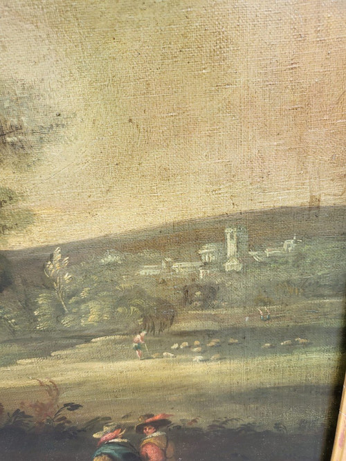 Paysage de forêt, Huile sur toile encadrée, XIXème siècle