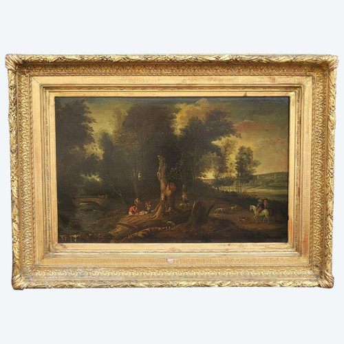 Paysage de forêt, Huile sur toile encadrée, XIXème siècle