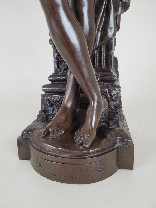Carrier-Belleuse, Zikade, große signierte Bronze, 19. Jahrhundert