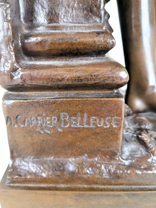 Carrier-Belleuse, Zikade, große signierte Bronze, 19. Jahrhundert