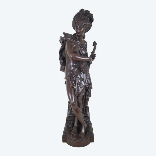 Carrier-Belleuse, Zikade, große signierte Bronze, 19. Jahrhundert