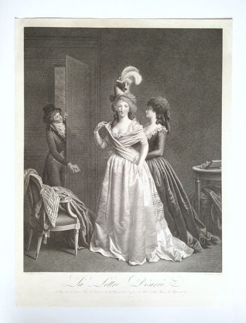 Engraving The Letter Desired Etching After Fournier Engraved By Alexandre Chaponnier Old Print