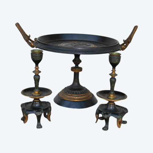 Bronze Cup + Napoleon III candlesticks