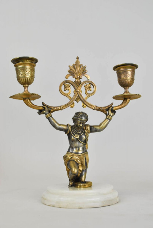 *Offre spéciale  *Coppia di candelabri nubiani, XIX secolo