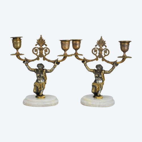 *Offre spéciale  *Coppia di candelabri nubiani, XIX secolo