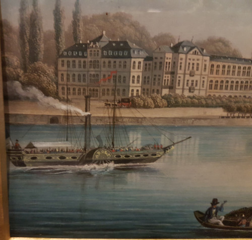 Pairs of Watercolors, Views of Cologne and Biebrich Castle, 19th Century