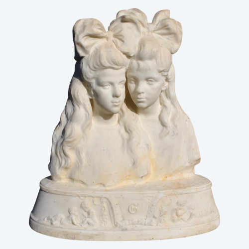 *Offre spéciale *Busti di giovani donne, marmo di Carrara, fine XIX secolo