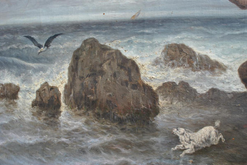 *Offre spéciale *Fischer an der Küste von Marseille, J Suchet, Öl auf Leinwand, 19. Jahrhundert