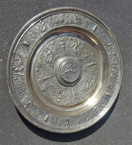 "Temperance" Ewer And Its Basin In Silver Bronze, After François Briot, 19th Century