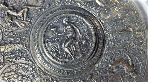 "Temperance" Ewer And Its Basin In Silver Bronze, After François Briot, 19th Century