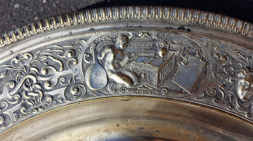 "Temperance" Ewer And Its Basin In Silver Bronze, After François Briot, 19th Century