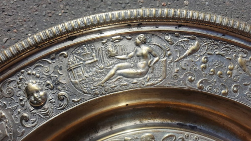 "Temperance" Ewer And Its Basin In Silver Bronze, After François Briot, 19th Century