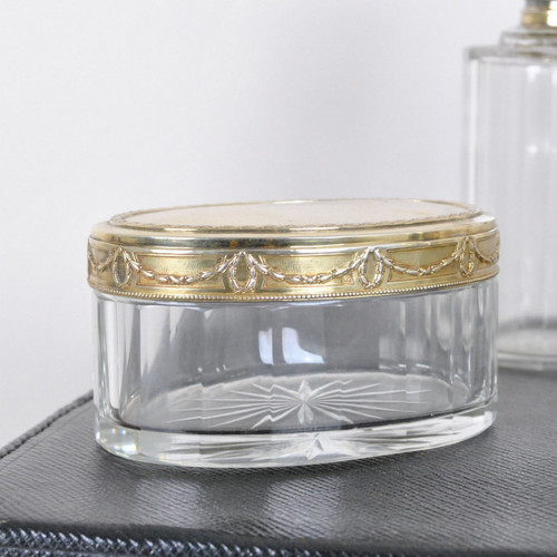 Cofanetto da toilette in cristallo e argento, monogrammato, XIX secolo