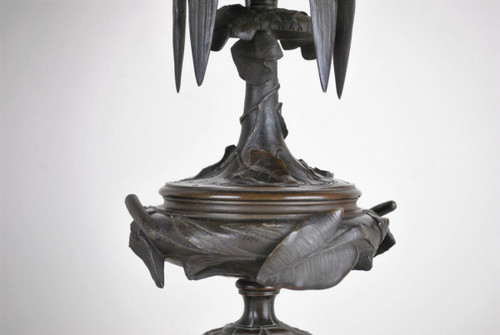 *Offre spéciale *James Pradier, Garniture De Nemausa, Bronze And Marble, 19th Century