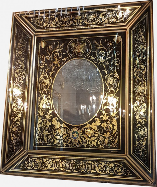 Églomisé Glass Frame, Signed Bucelli & Figli Ferrara, Napoleon III